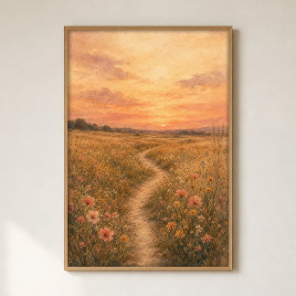 Wasserfarben-Kunstposter 'Wildblumenweg' im Cottag Poster