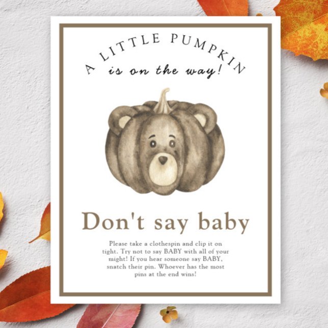 Wasserfarben-Kürbis-Babydusche - Sagen Sie nicht,  Poster (Von Creator hochgeladen)