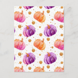 Wasserfarben Kürbis Herbst Muster Postkarte