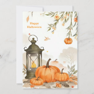 Wasserfarben-Kürbis-Stillleben Halloween-Grußkarte Feiertagskarte