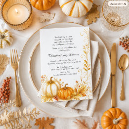 Wasserfarben-Kürbisfeld Thanksgiving-Dinner Einladung