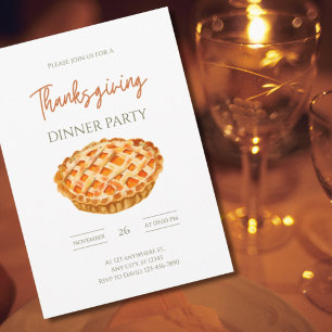 Wasserfarben-Kürbiskuchen-Thanksgiving-Dinnerparty Einladung