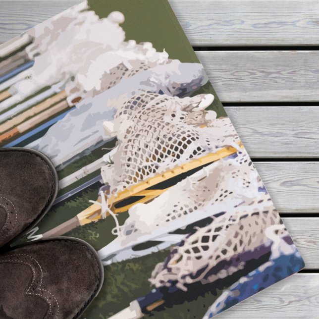 Wasserfarben-Lacrosse-Sticks Fußmatte (Von Creator hochgeladen)