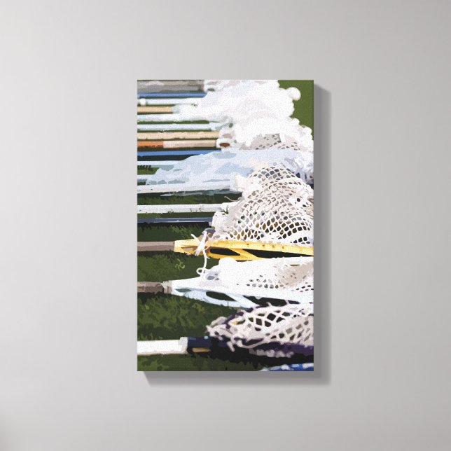 Wasserfarben-Lacrosse-Sticks Leinwanddruck (Vorderseite)