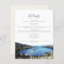 Wasserfarben Lake Tahoe Wedding Details Card
