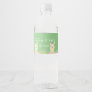 Wasserfarben-Lama-Baby-Shower-Party-Tiere Wasserflaschenetikett