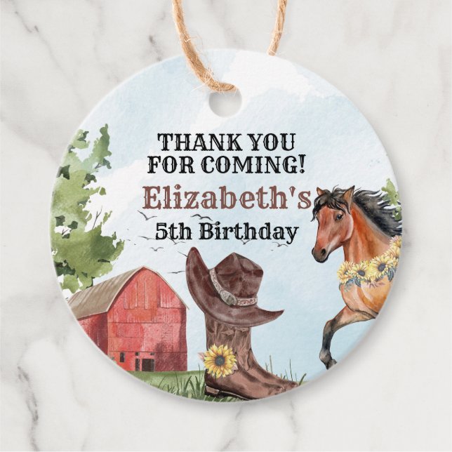 Wasserfarben Land Stiefel Pferdefarm Rodeo Party Geschenkanhänger (Vorderseite)