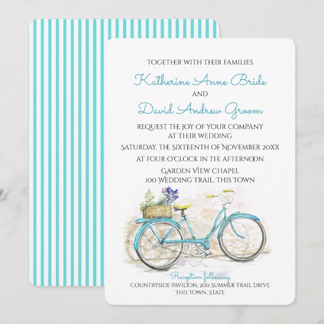 Wasserfarben Land Vintage Radhochzeit Einladung (Vorne/Hinten)