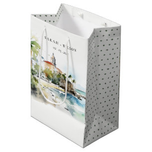 Wasserfarben-Landschaft-Hochzeit in San Juan Puert Mittlere Geschenktüte