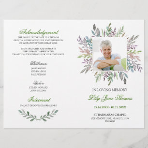 Wasserfarben-Laub-Totenfeier-Programm Flyer