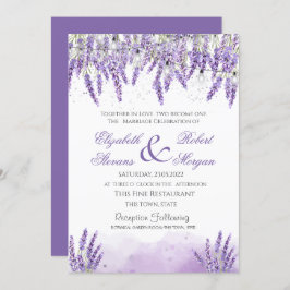 Wasserfarben Lavander Blume String Lights Hochzeit Einladung