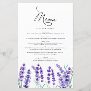 Wasserfarben-Lavendel-Blume Frühjahrsmenü
