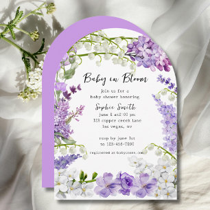 Wasserfarben-Lavendel-Hydrangeas-Babydusche Einladung