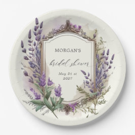 Wasserfarben-Lavendel-Regal-Brautparty Pappteller