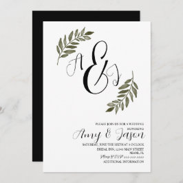 Wasserfarben Leaf Zweigstelle Grüngarten Hochzeit Einladung