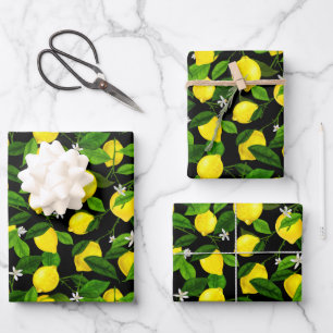 Wasserfarben-Lemon 2 Geschenkpapier Set