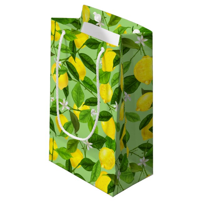 Wasserfarben-Lemon 3 Kleine Geschenktüte (Vorderseite Schrägansicht)