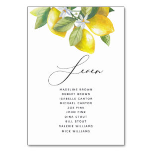 Wasserfarben-Lemon-Blossom-Sitzplan Tischnummer