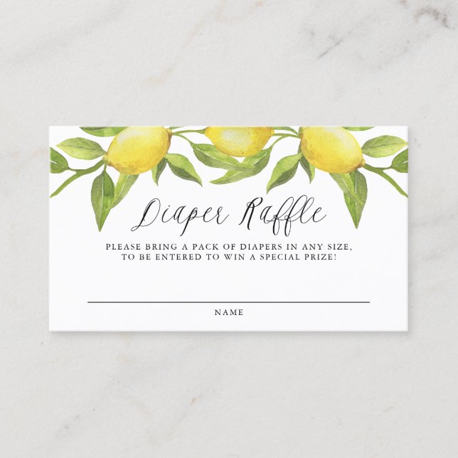 Wasserfarben Lemon Greenerenery Diaper Raffle Card Visitenkarte (Vorderseite)