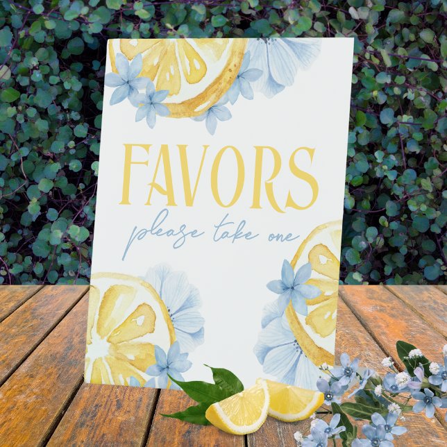 Wasserfarben Lemon Stehend Gefallen Pedestal-Zeich Sockelschild (Lemon & Flower Standing Pedestal Favor Sign. Perfect for lemon baby shower, wedding or bridal shower)