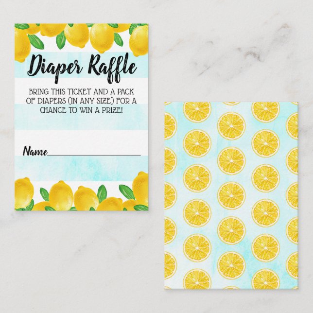 Wasserfarben Lemon Tree Babydusche Windelwindeln Begleitkarte (Vorne/Hinten)