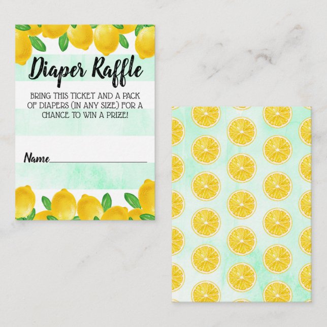 Wasserfarben Lemon Tree Babydusche Windelwindeln Begleitkarte (Vorne/Hinten)