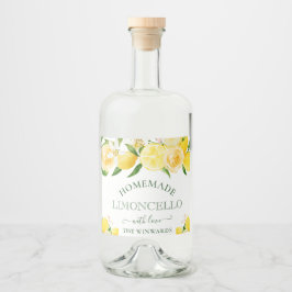 Wasserfarben Lemons Homemade Limoncello Alkoholflaschenetikett