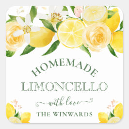 Wasserfarben Lemons Homemade Limoncello Quadratischer Aufkleber
