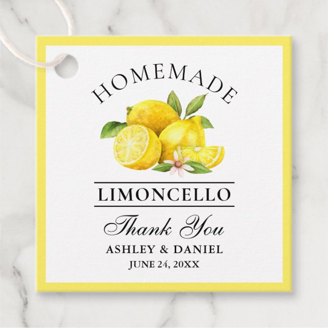 Wasserfarben Lemons Limoncello Geschenkanhänger (Vorderseite)