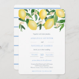 Wasserfarben Lemons Pulver Blue Accents Wedding Einladung