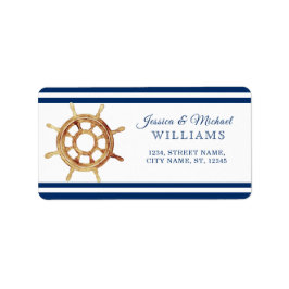 Wasserfarben-Lenkrad für Nautische Streifen Adressaufkleber