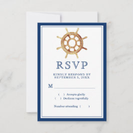 Wasserfarben-Lenkrad für Nautische Streifen RSVP Karte