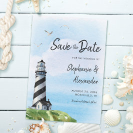 Wasserfarben Leuchtturm Nautic Moderne Hochzeit Save The Date