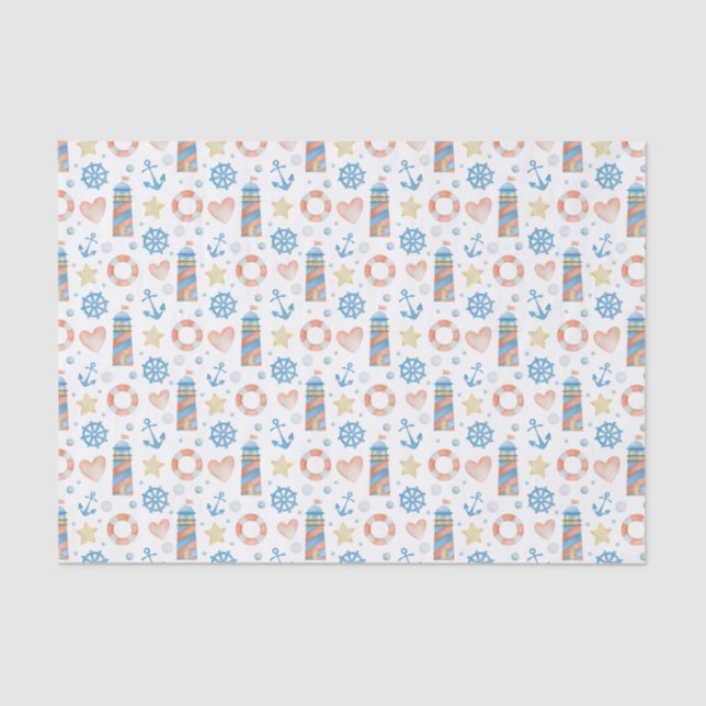 Wasserfarben-Leuchtturm Seidenpapier (Vorderseite)