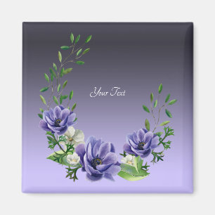 Wasserfarben-Lila-Blumen-Magnet Magnet