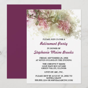 Wasserfarben lila Jasmin-Ruhestandsfeier Einladung