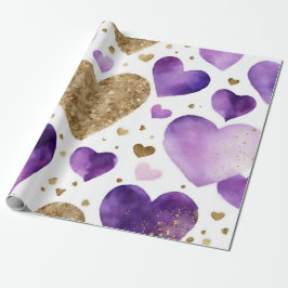 Wasserfarben, Lila und Goldfarben - Kunst Geschenkpapier