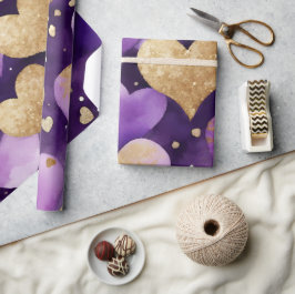 Wasserfarben, Lila und Goldfarben - Kunst Geschenkpapier