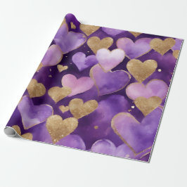 Wasserfarben, Lila und Goldfarben - Kunst Geschenkpapier
