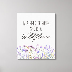 Wasserfarben-Lila Wildblume - Zitat Leinwanddruck