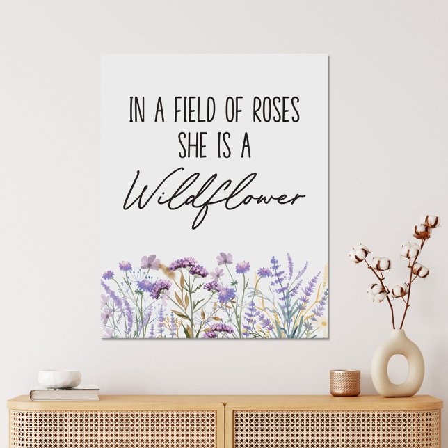 Wasserfarben-Lila Wildblume - Zitat Leinwanddruck (In situ)