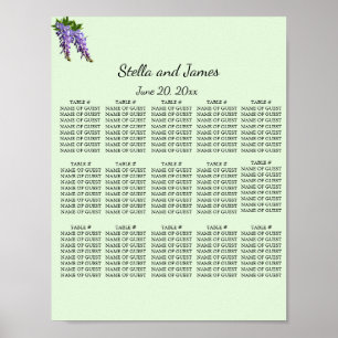 Wasserfarben-Lila-Wisteria-Sitzplan Poster