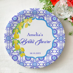 Wasserfarben-Limonen Amalfi-Brautjungfernparty Pappteller