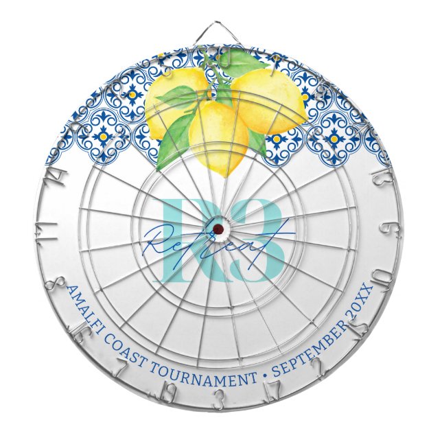 Wasserfarben-Limonen-Mittelmeer-Fliese-Logo Dartscheibe (vorne)