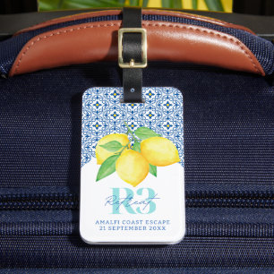 Wasserfarben-Limonen-Mittelmeer-Fliese-Logo Gepäckanhänger