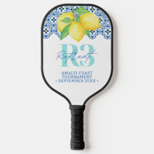 Wasserfarben-Limonen-Mittelmeer-Fliese-Logo Pickleball Schläger
