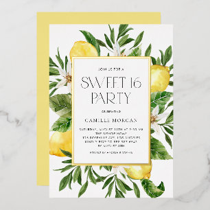 Wasserfarben-Limonen-Rahmen Botanical Sweet 16 Par Folieneinladung