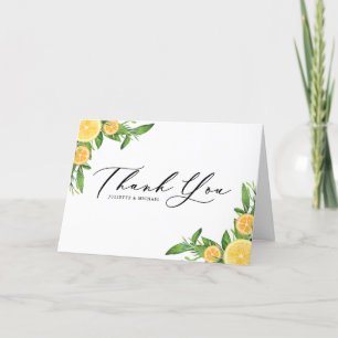 Wasserfarben-Limonen und -Orangen Sommerhochzeit Dankeskarte
