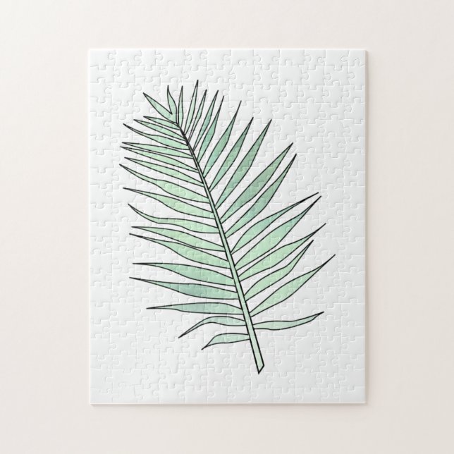 Wasserfarben Linie Blätter Niedliche Moderne Kunst Puzzle (Vertikal)