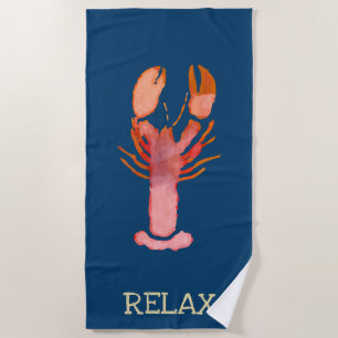 Wasserfarben-Lobster entspannen Strandtuch